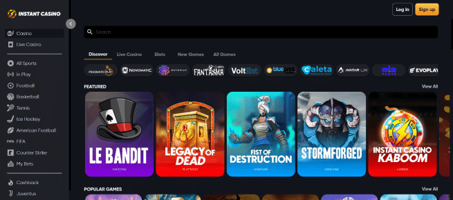 Ontdek het Instant casino spelaanbod